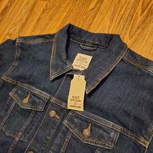 Lands End x Blake Shelton Denim Jacket Men Large Dark Wash Blue Jean Trucker New